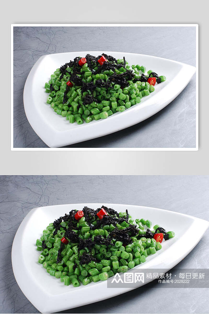 橄榄菜炒四季豆摄影图片素材