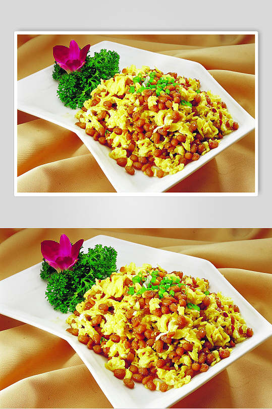 腊八豆炒鸡蛋元例摄影图片