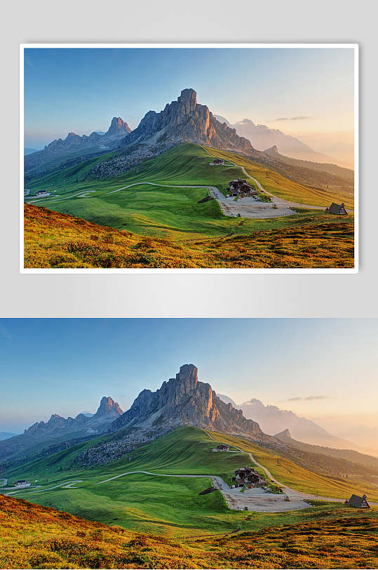 清新山峰山脉风景远景图片-众图网