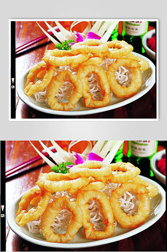 炸鱿鱼圈美食食物图片
