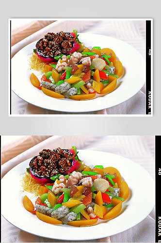 青芹橡蚪菇炒双虾美食摄影图片