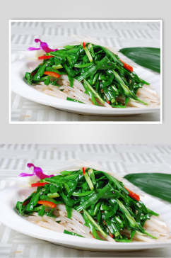 新鲜韭菜炒藕丝食物摄影图片