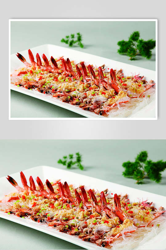 新鲜美味蒜蓉开边蒸大虾美食食品图片