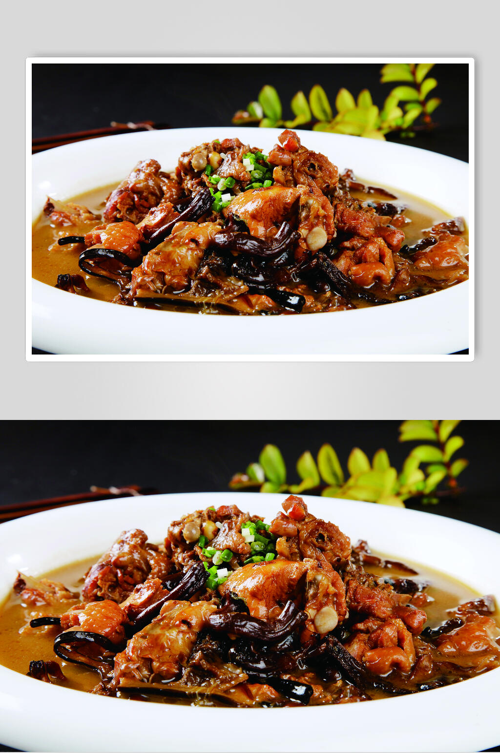 美味特色小鸡炖蘑菇美食摄影图片素材