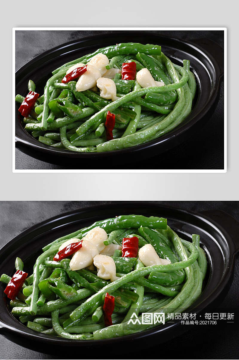 香辣砂锅豇豆美食摄影图片素材
