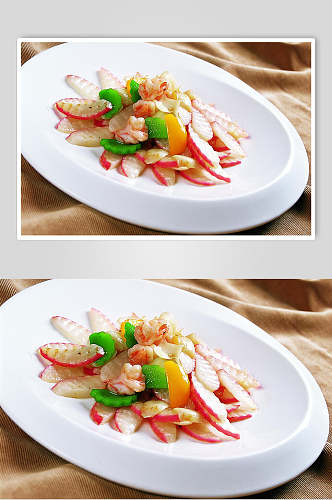 水晶萝卜炒虾仁美食图片