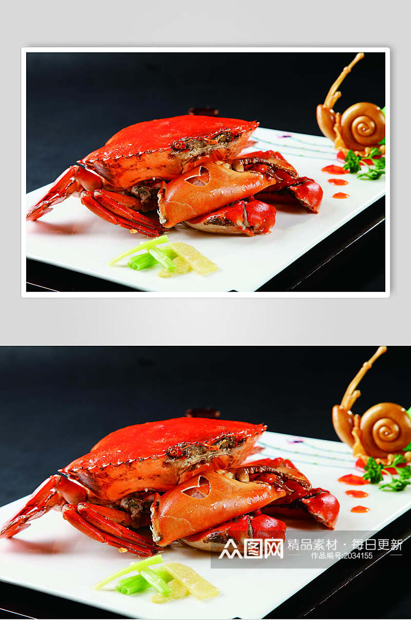 海鲜姜葱炒肉蟹摄影图片素材
