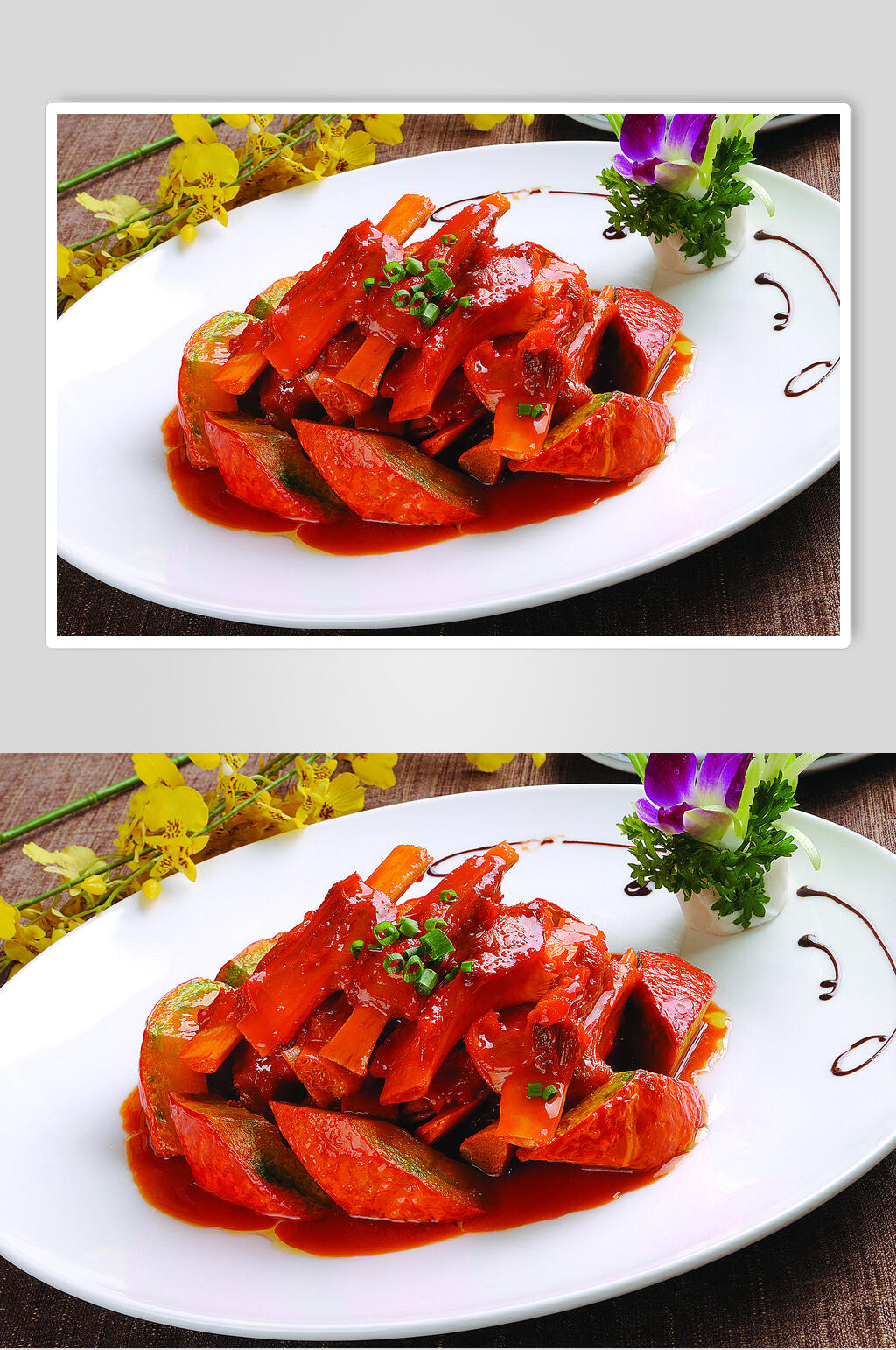 红烧鸵鸟排美食图片素材