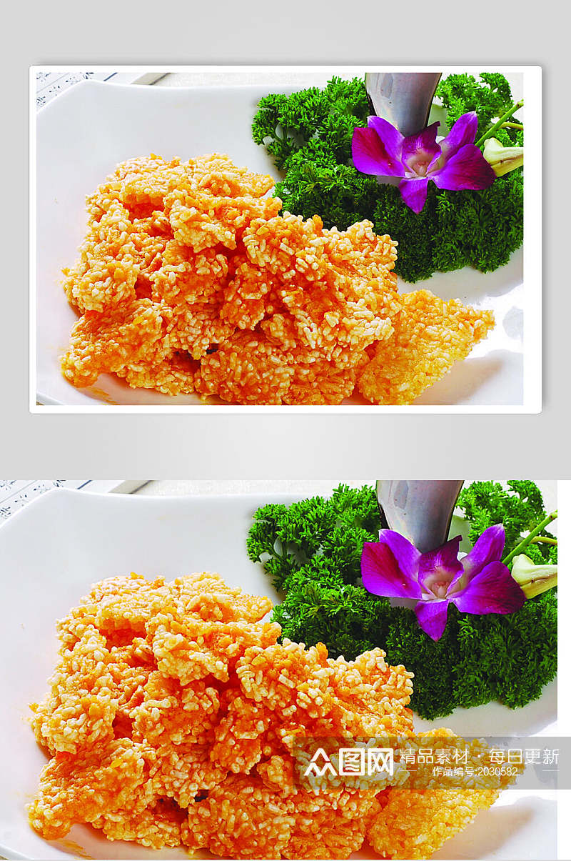咸蛋黄焗锅巴美食食品图片素材