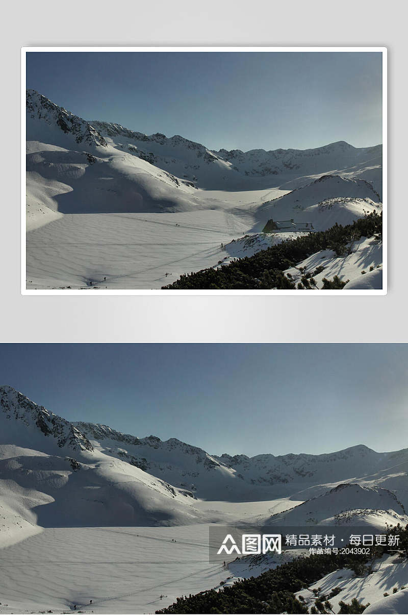 壮观雪景山峰图片素材