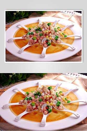 杏鲍菇爆松板美食摄影图片
