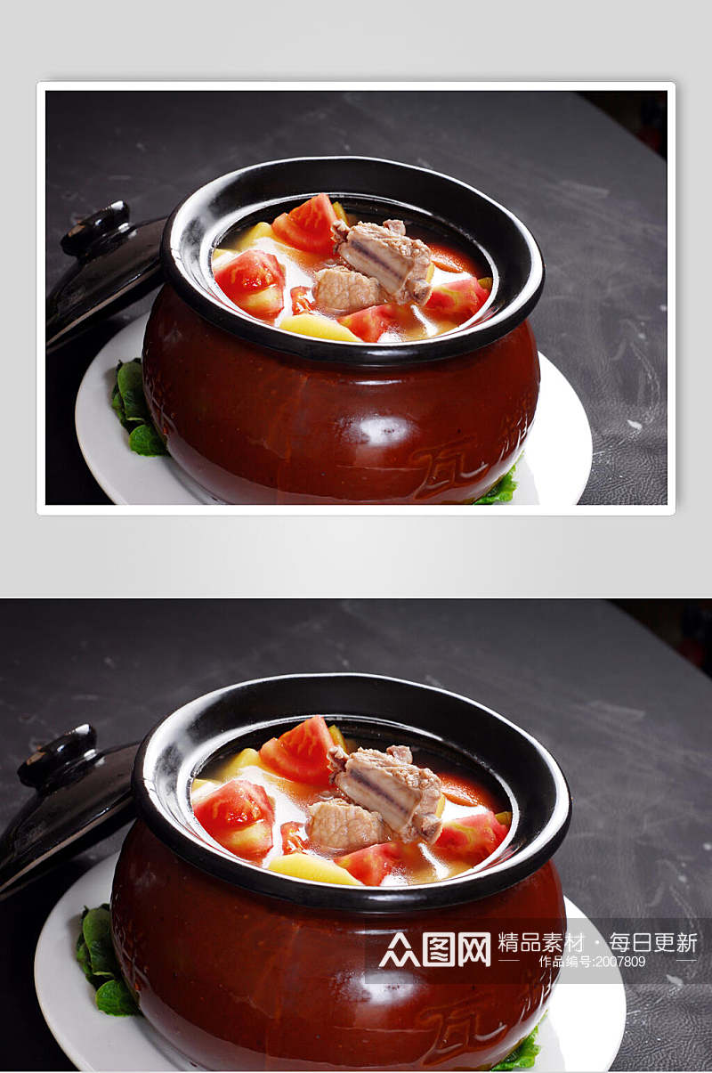 热菜蕃茄煲仔排美食高清图片素材
