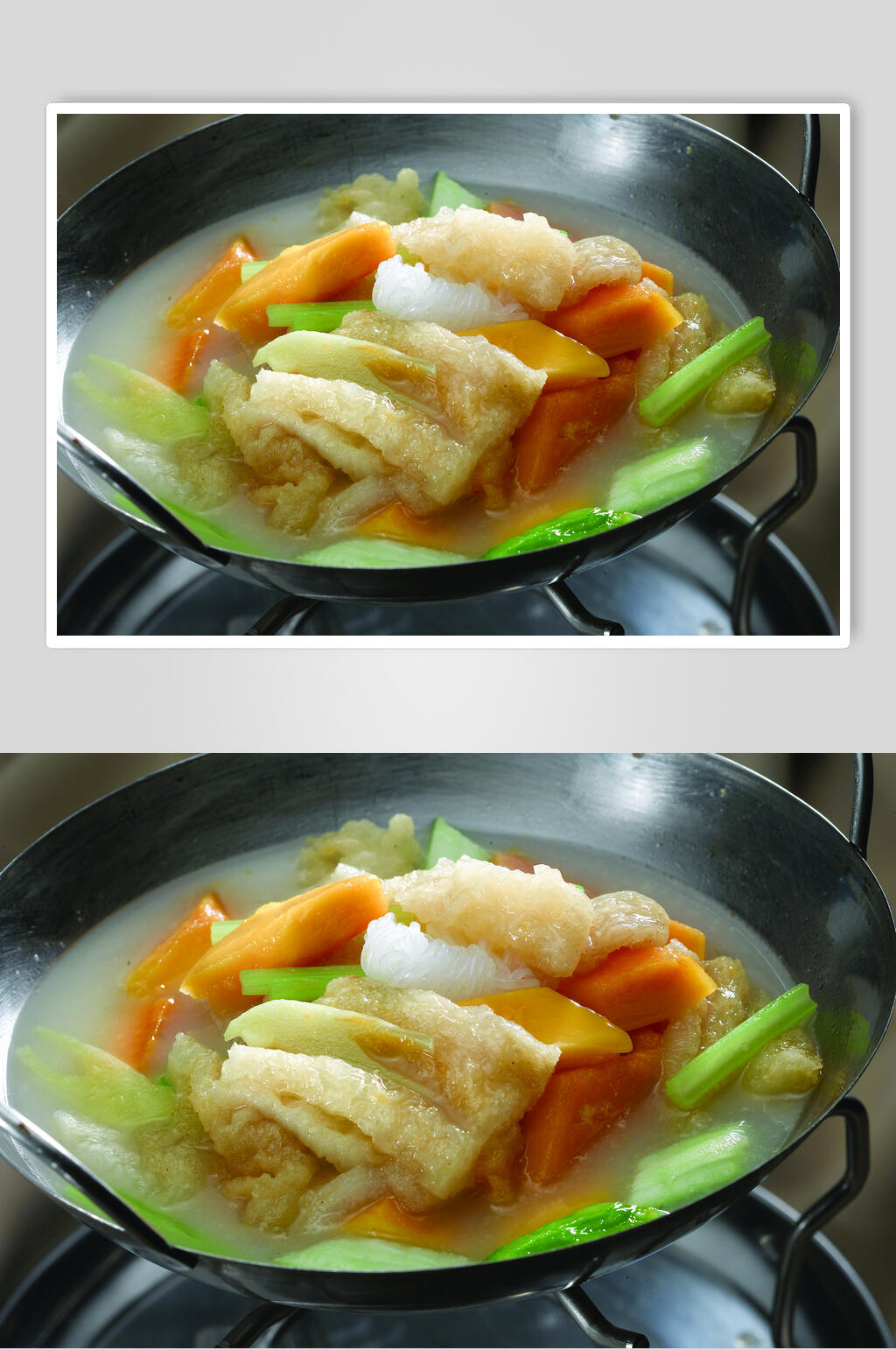 健康美味浓汤木瓜煮鱼肚美食图片素材
