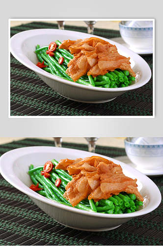 新鲜辣炒长角豆餐饮食品图片