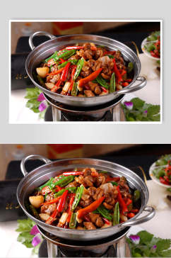 热菜干锅鸡枞菌美食摄影图片