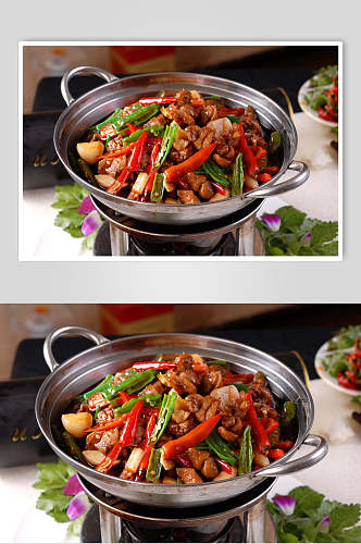 热菜干锅鸡枞菌美食摄影图片