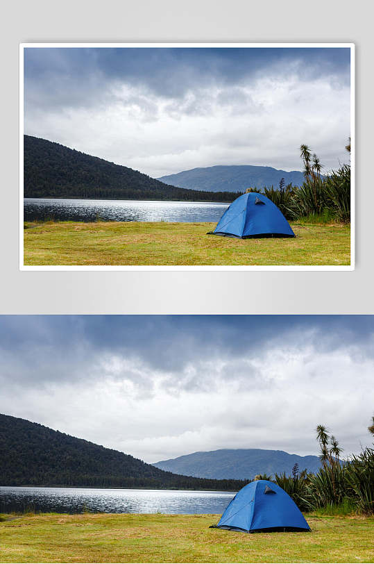 湖泊帐篷户外露营图片