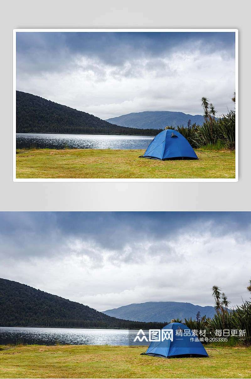 湖泊帐篷户外露营图片素材