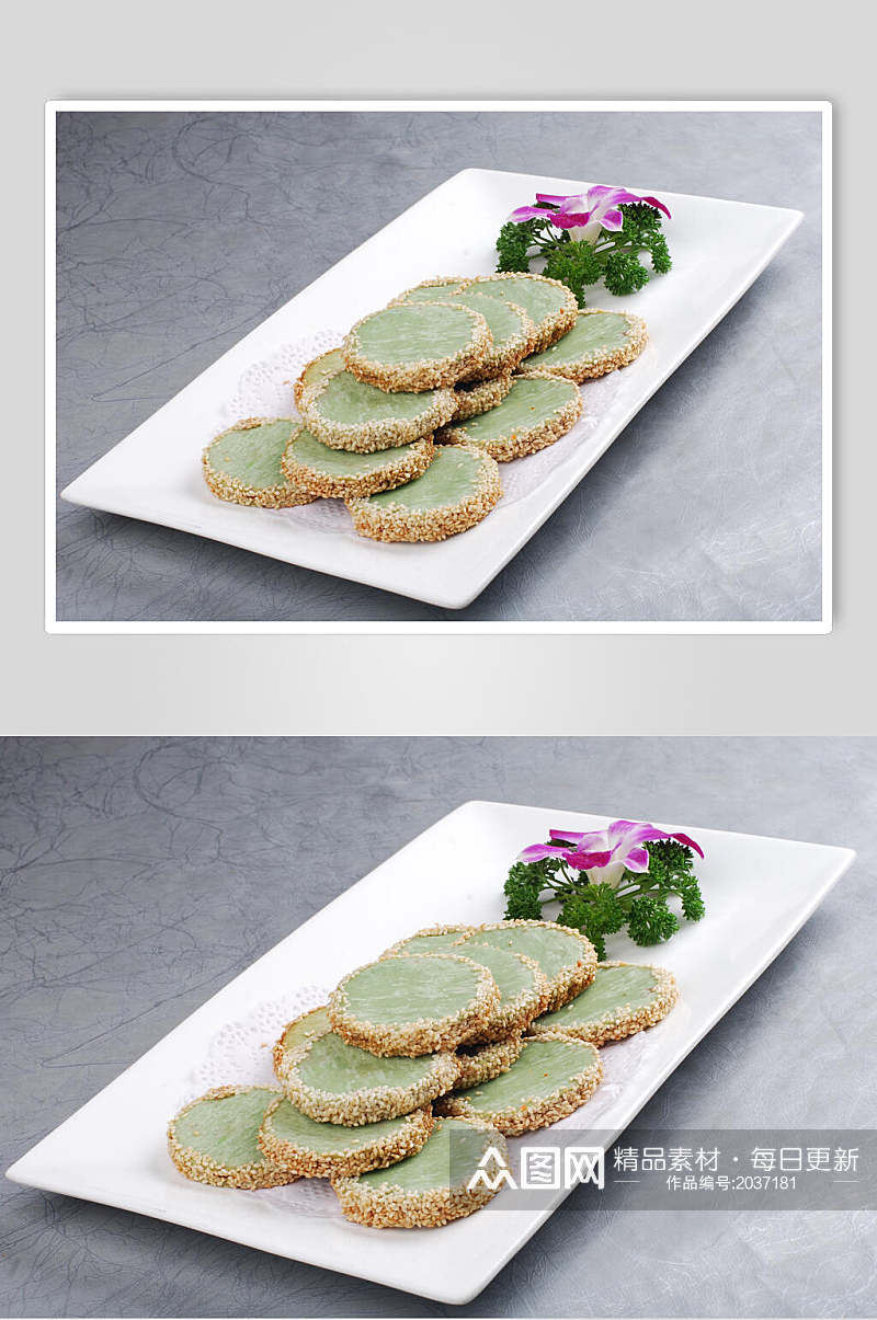 特色绿茶佛饼食物高清图片素材