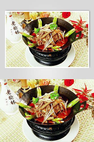 干锅红汤羊杂美食摄影图片