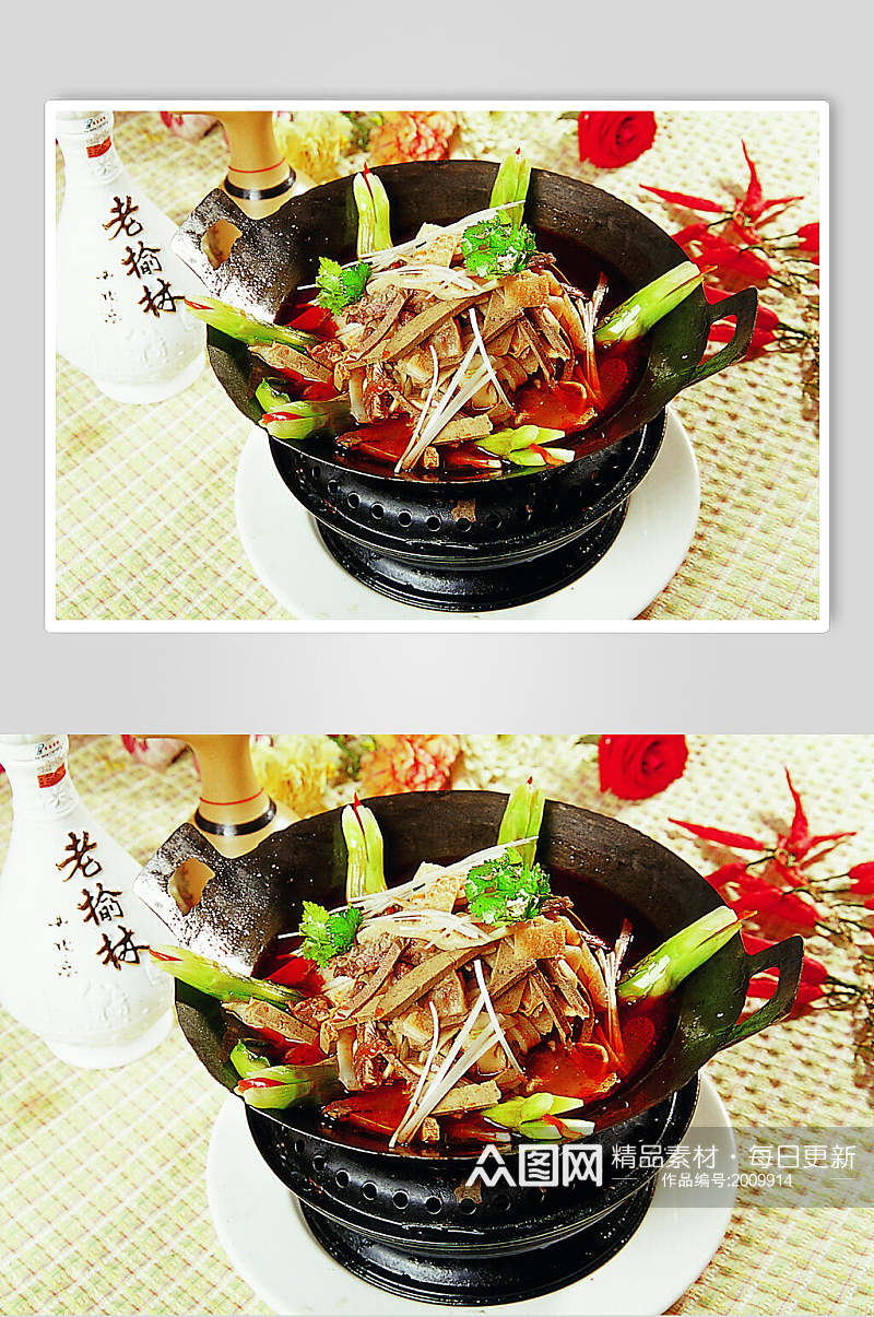 干锅红汤羊杂美食摄影图片素材