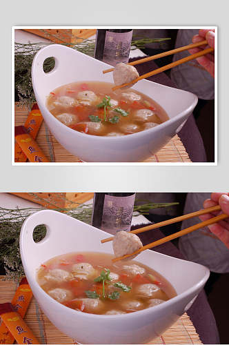 汤菜番茄圆子汤美食摄影图片