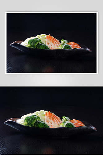 前菜鲜虾蔬菜沙拉美食摄影图片