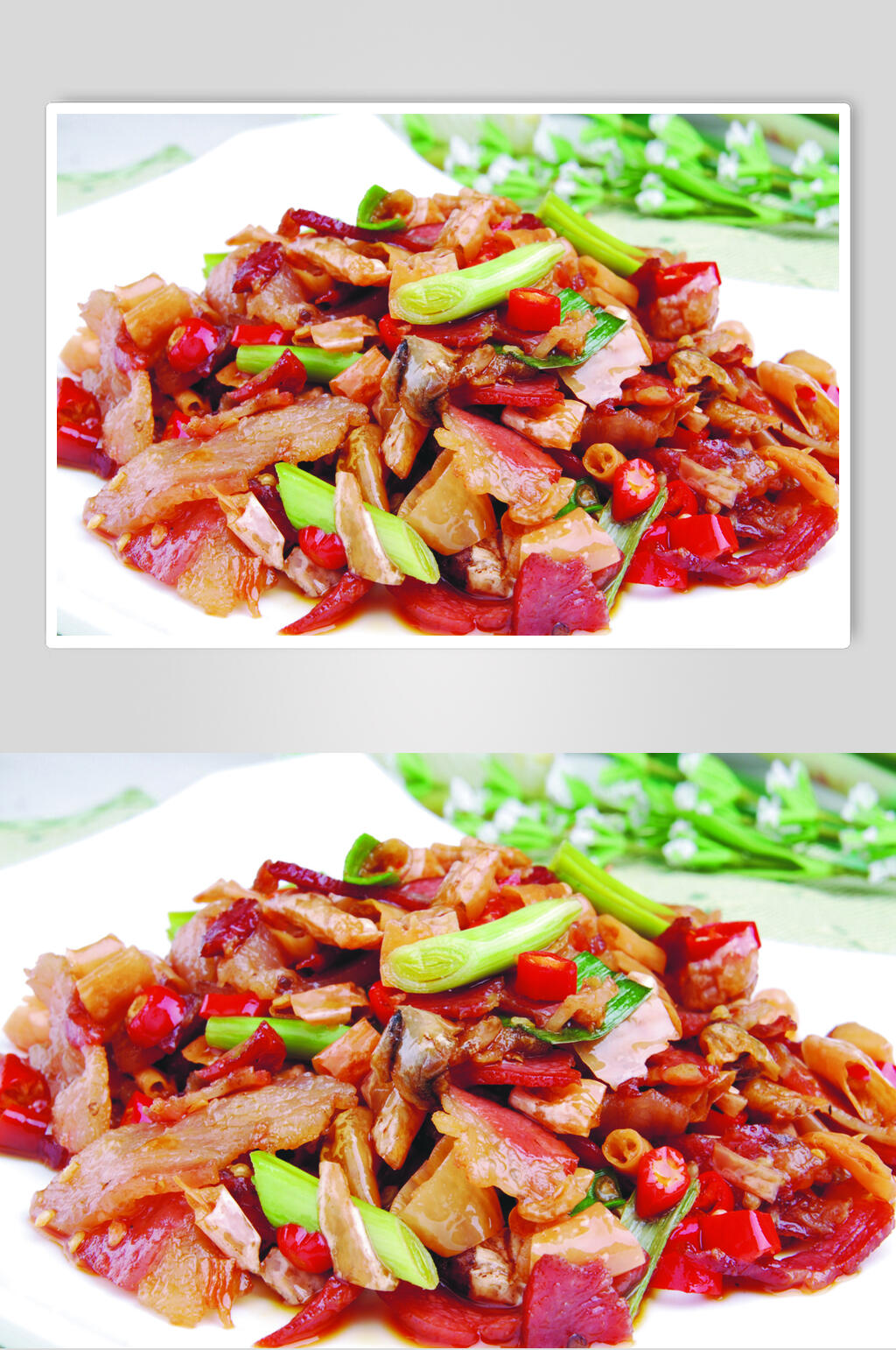 白辣椒炒风吹肉高清图片素材