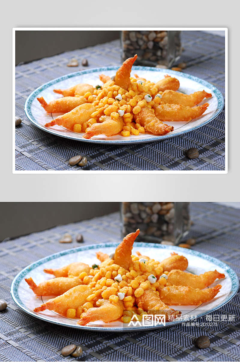 脆皮玉米虾食品摄影图片素材