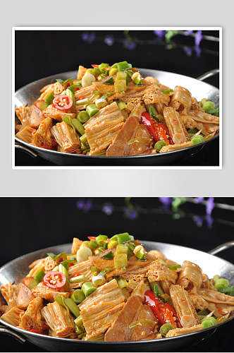 干锅腐竹美食食品图片