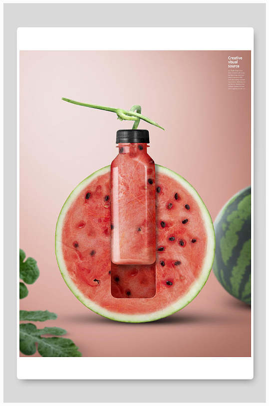 西瓜汁创意新鲜水果海报