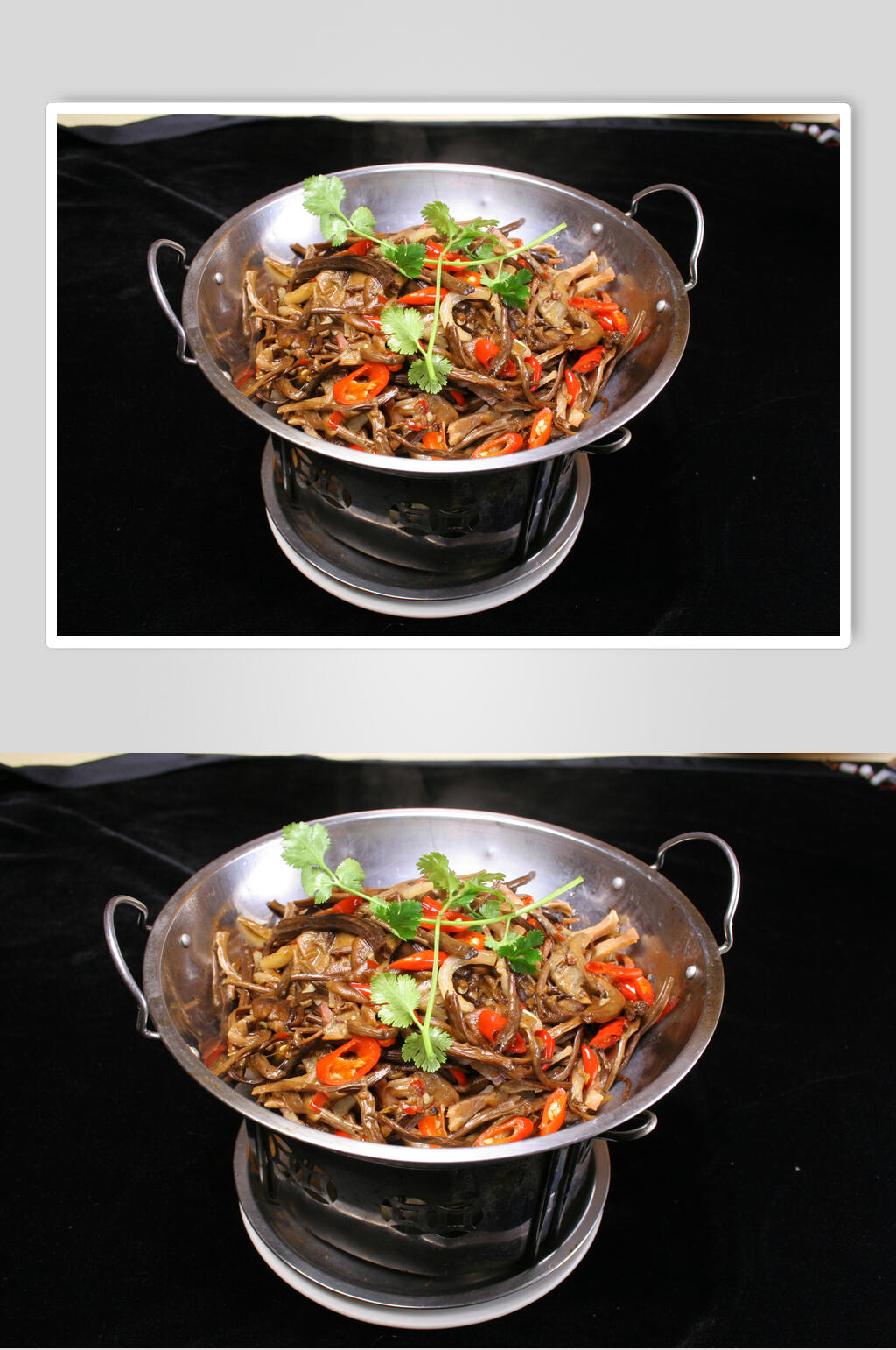 招牌秘制干锅茶树菇食品摄影图片素材