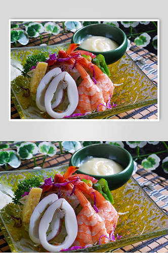 海鲜综合沙拉美食图片
