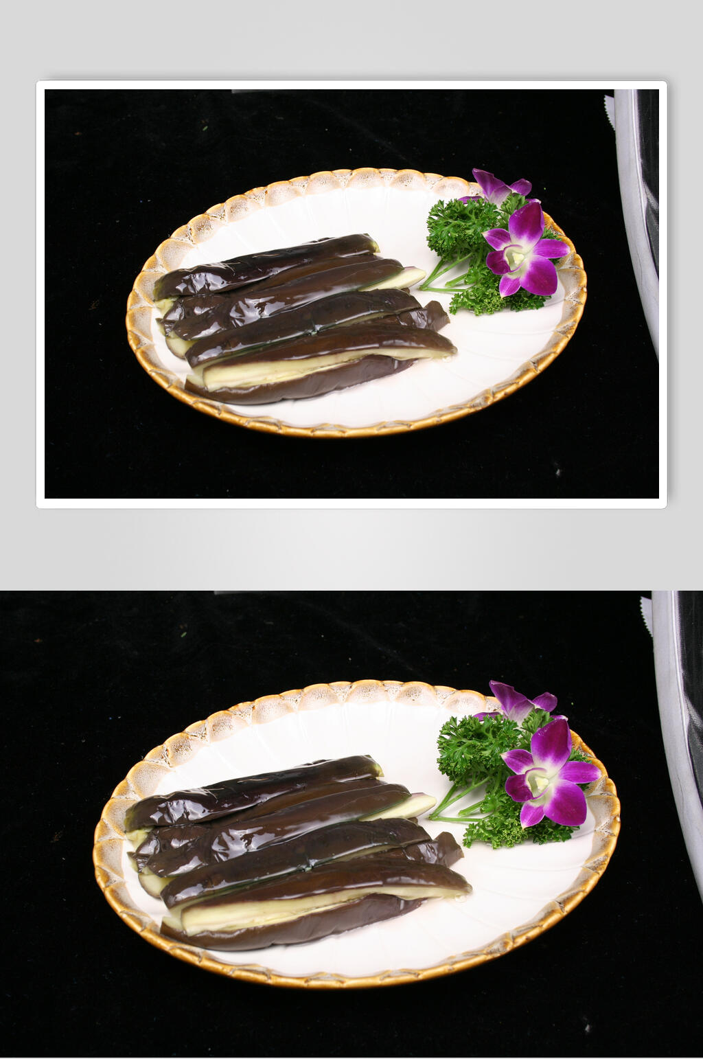 蒸茄子拌食品摄影图片素材