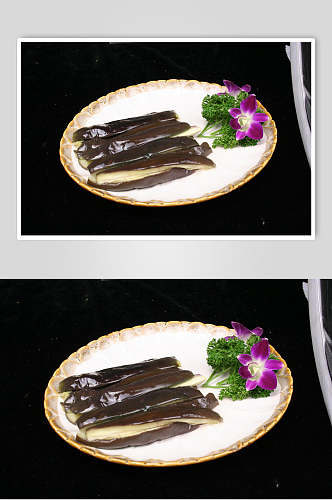 蒸茄子拌食品摄影图片