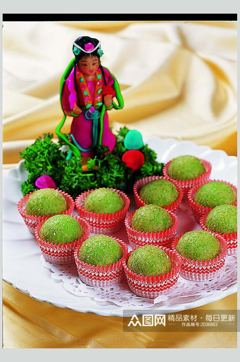 绿茶椰蓉果美食高清图片素材
