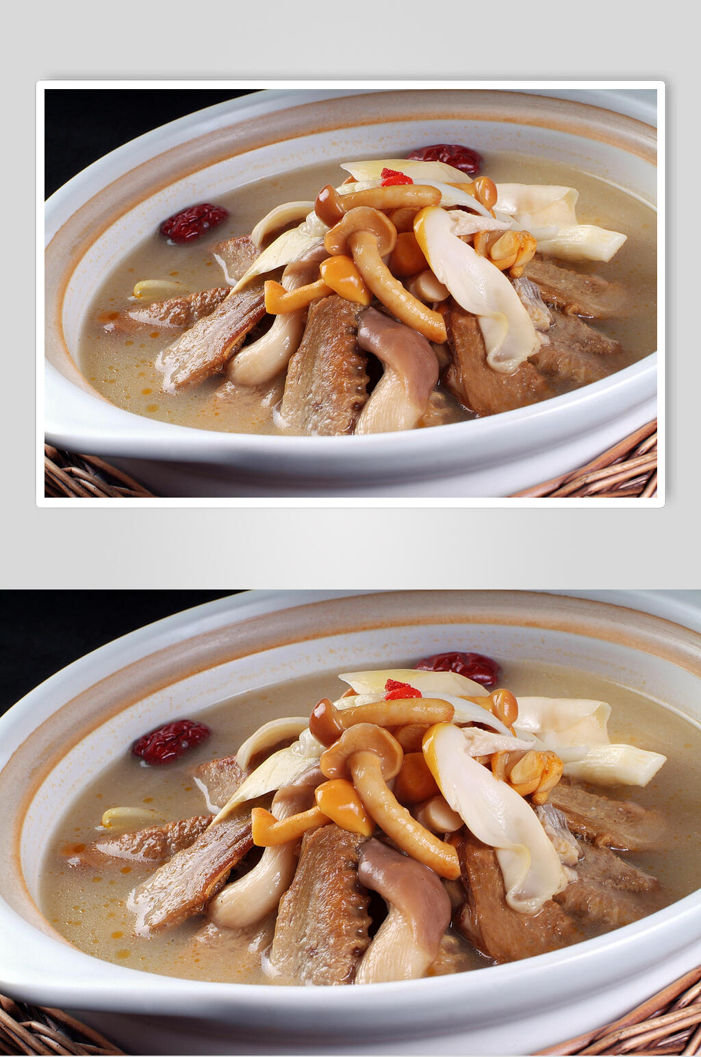 砂锅野菌养生菌美食摄影图片素材