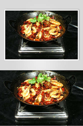 干锅香辣虾食品摄影图片