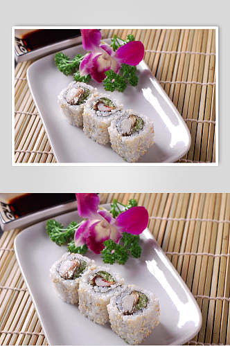 寿司类芝麻鳗鱼卷寿司食品图片