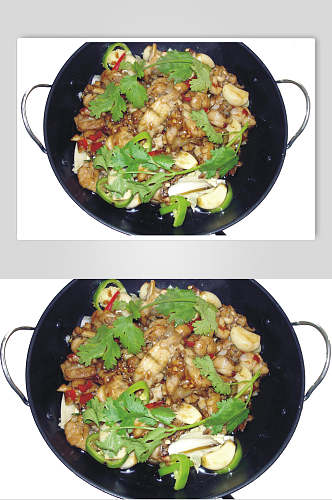 干锅牛蛙食品摄影图片