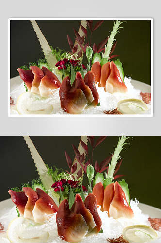 健康海鲜北极贝刺身例美食食物图片