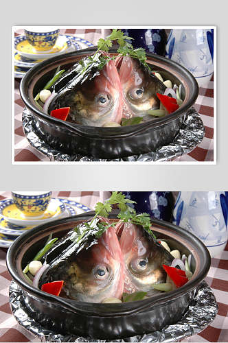 美味生焗大鱼头美食食品图片