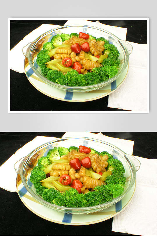 泡椒焗鞭花食品摄影图片