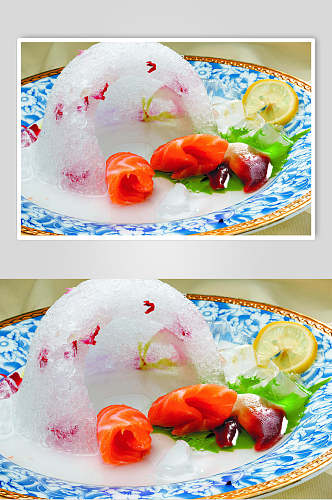 三文鱼北极贝刺身美食食品图片