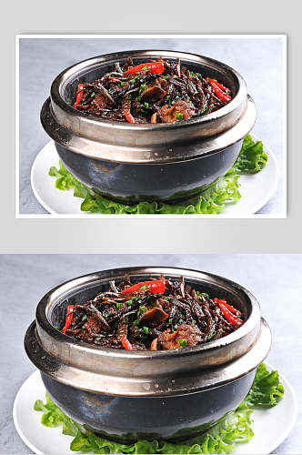 石锅茶香鸡食物图片