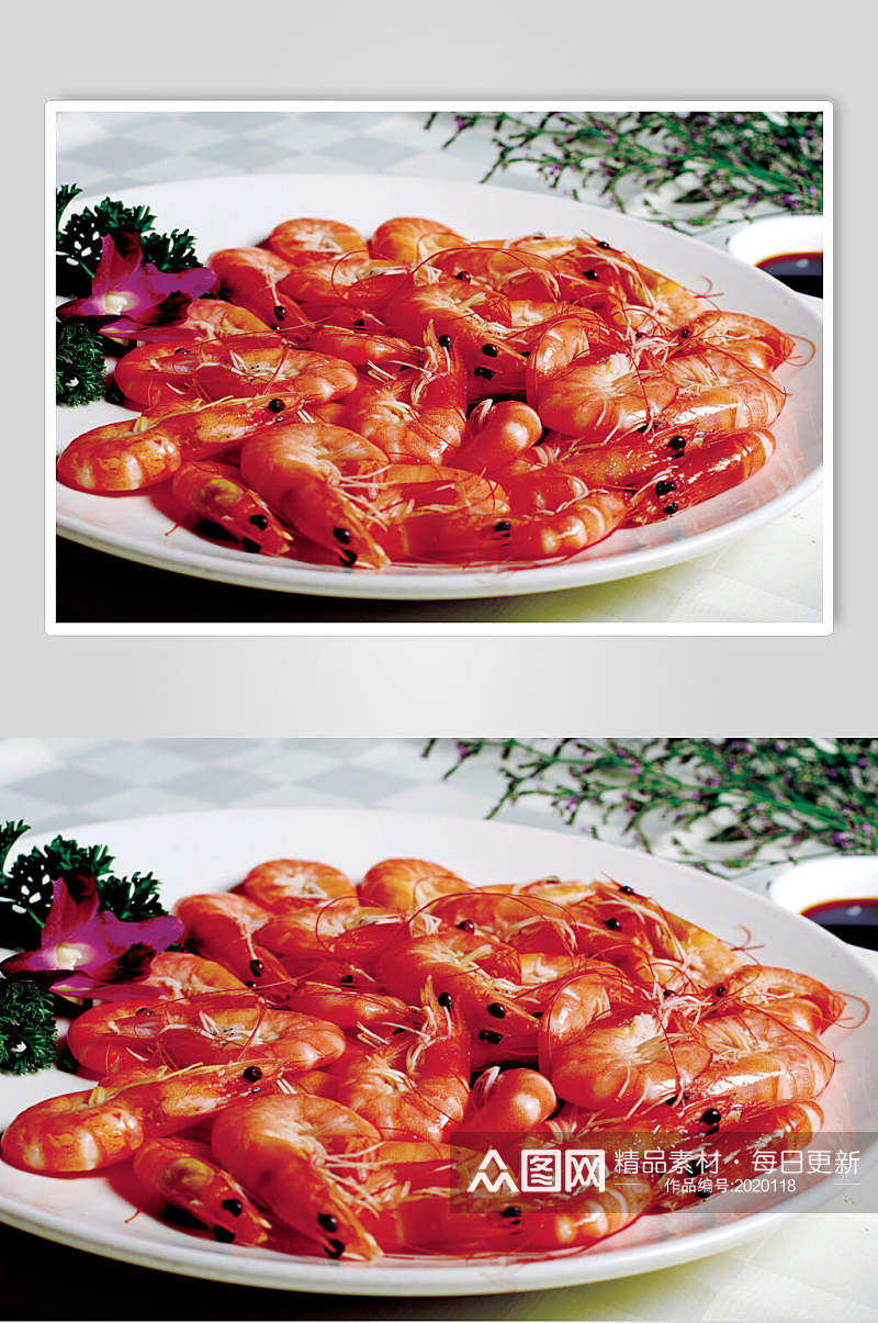 白灼基围虾餐饮实拍图片素材