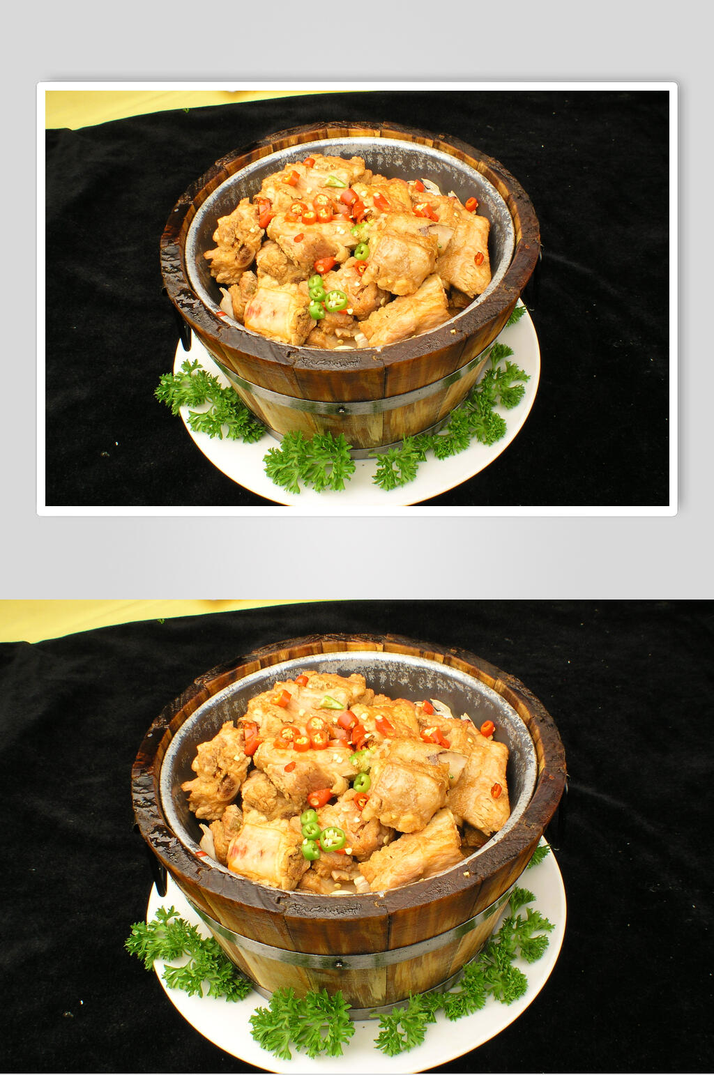 木桶豆辣排骨食品摄影图片素材