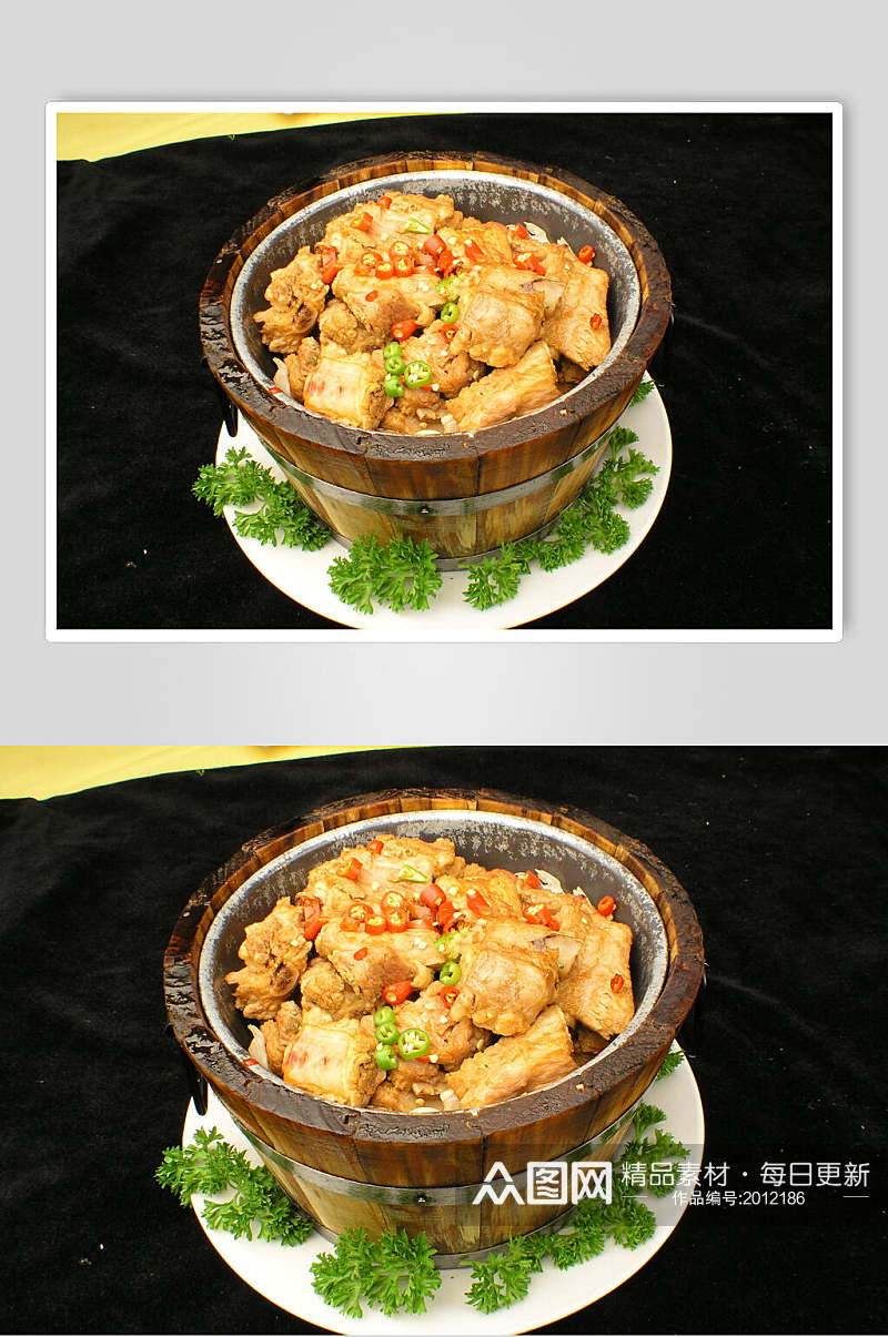 木桶豆辣排骨食品摄影图片素材