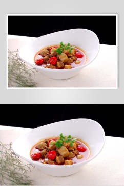 热菜芋儿烧牛肉美食摄影图片