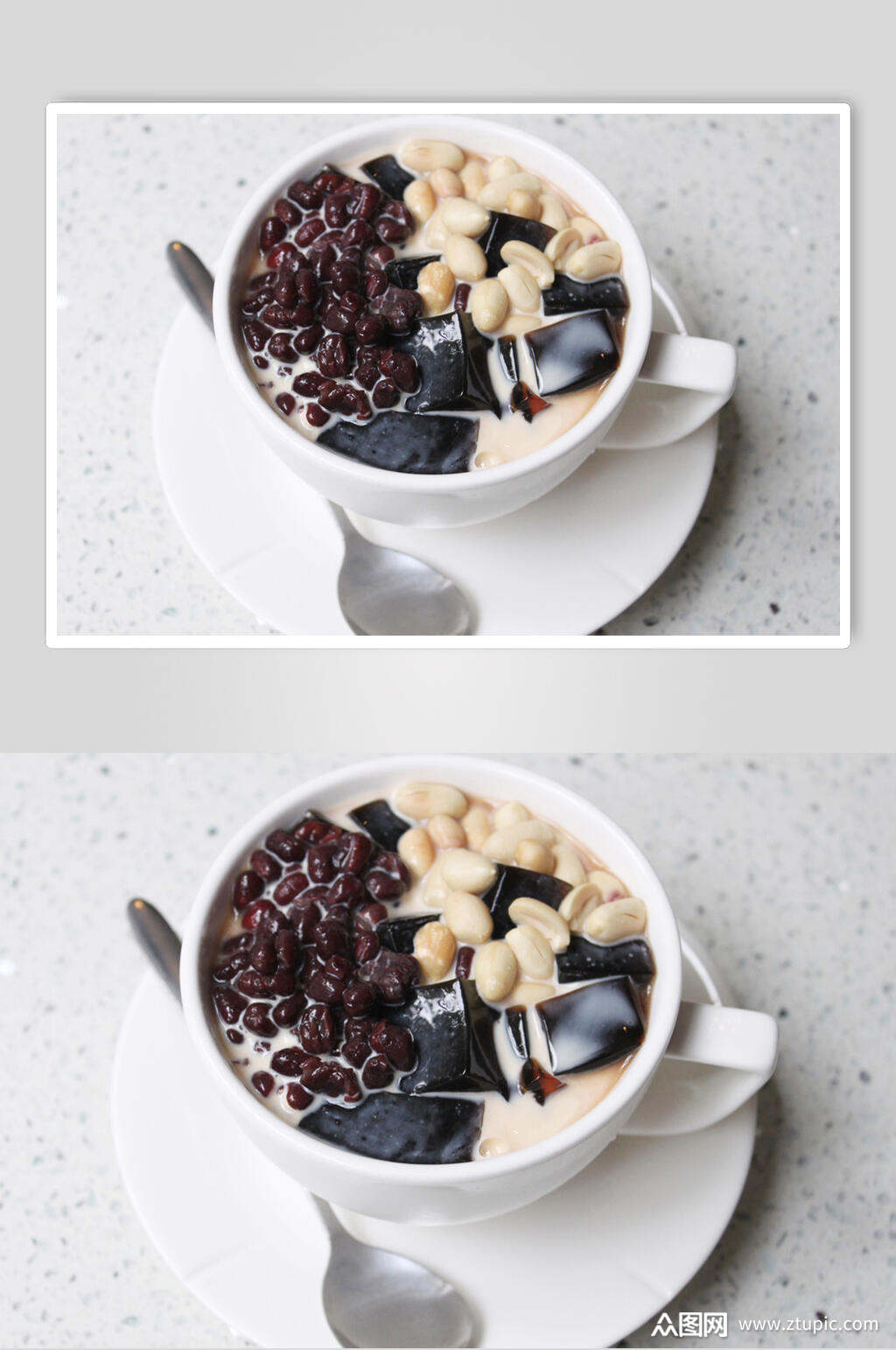 红豆龟苓膏摄影图片